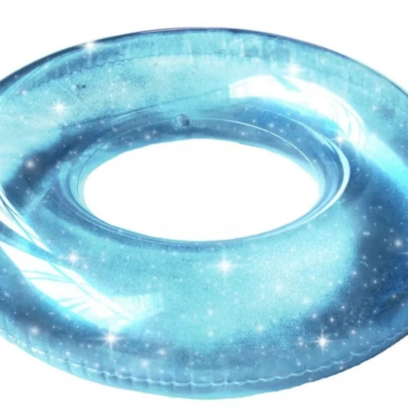 Round Blue Glitter Pool Float - Inflates to Over 42 inches - Repair Patch Includ - Picture 2 of 2